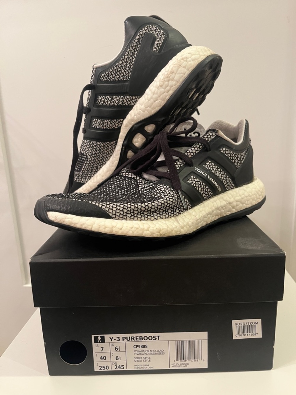 Y-3 Black & White Knit Runner Sneakers